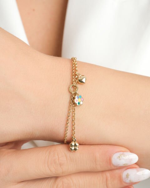 Cetaş Eterna 14 Ayar Altın Çoklu Figürlü Bileklik