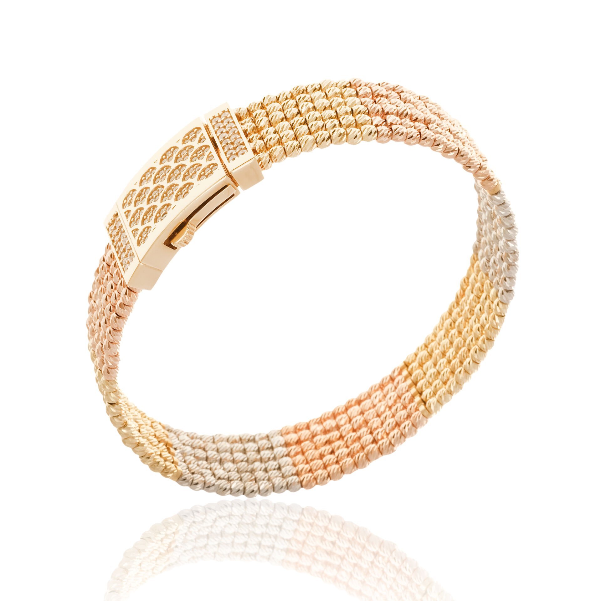 14 Ayar Altın Üç Renk Dorika Toplu Kelepçe