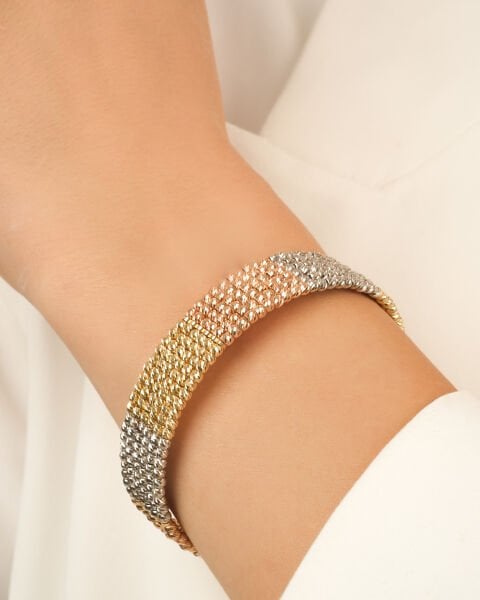 14 Ayar Altın Üç Renk Dorika Toplu Kelepçe