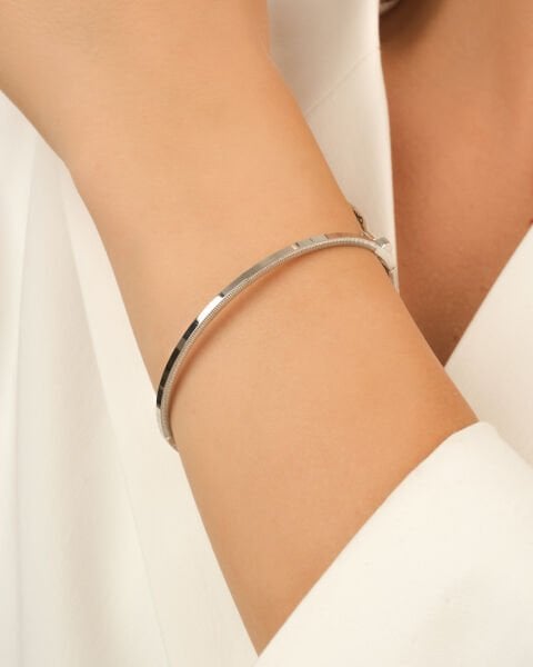 14 Ayar Beyaz Altın Ajda Bilezik