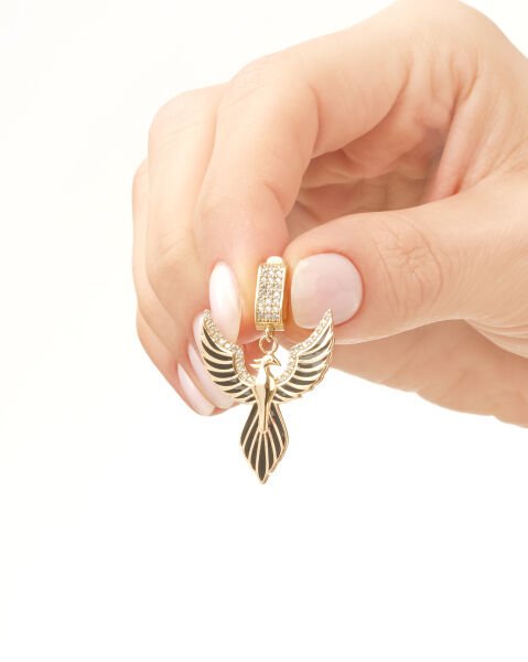 14 Ayar Altın Mineli Anka Kuşu Kolye Ucu