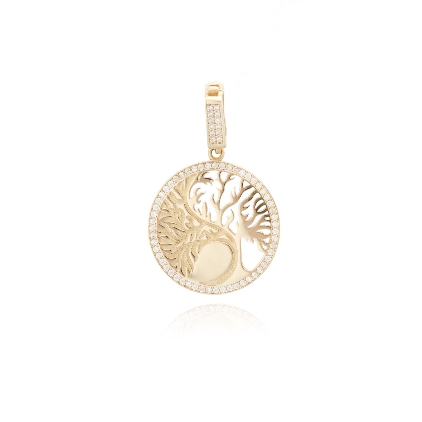 14 Ayar Altın Taşlı Hayat Ağacı Kolye Ucu