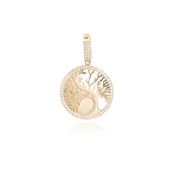14 Ayar Altın Taşlı Hayat Ağacı Kolye Ucu