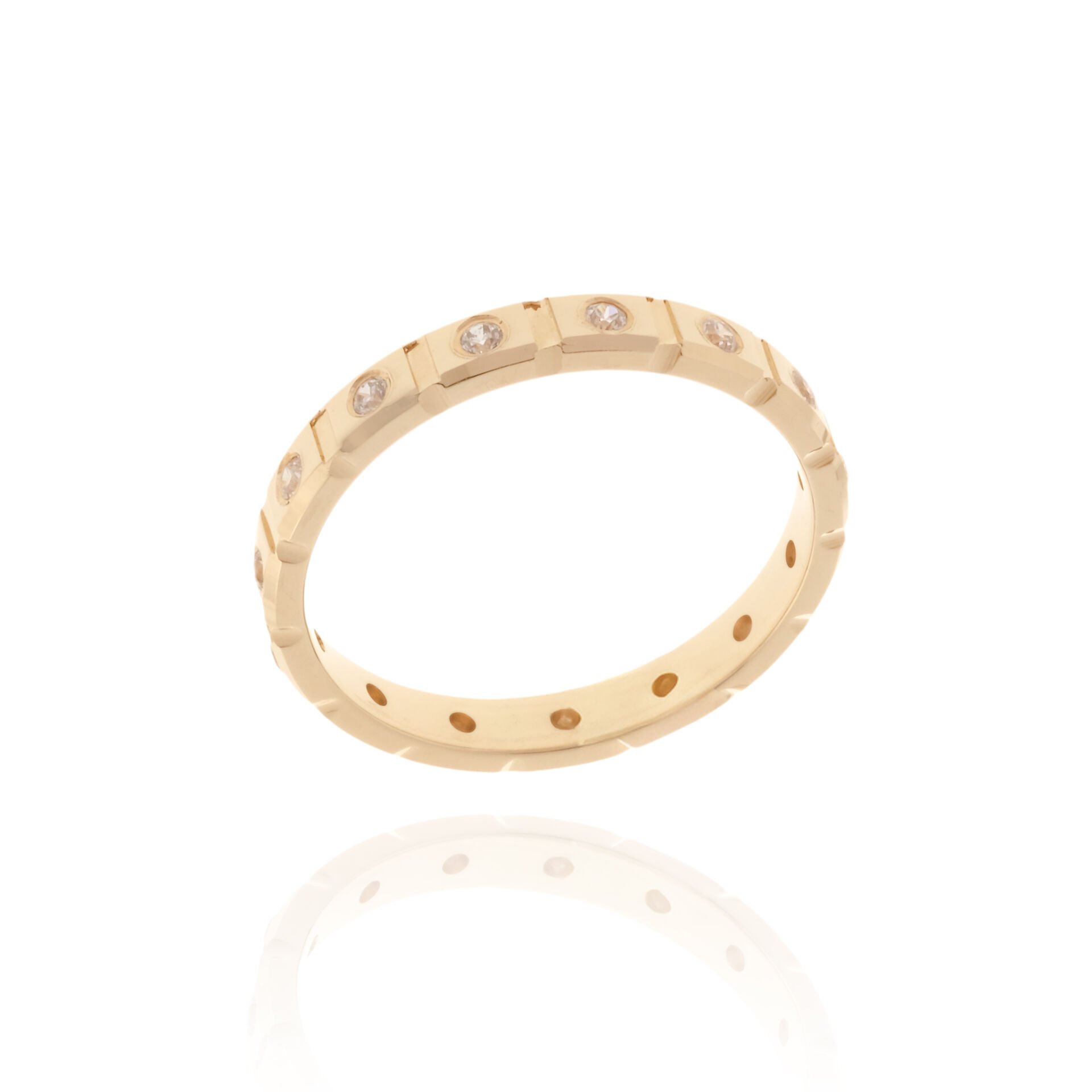 14 Ayar Altın Sıra Taşlı Kare Form Kadın Alyans