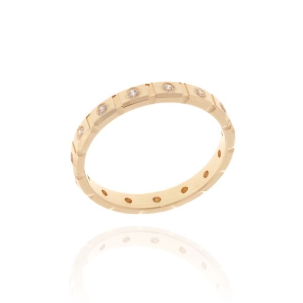 14 Ayar Altın Sıra Taşlı Kare Form Kadın Alyans