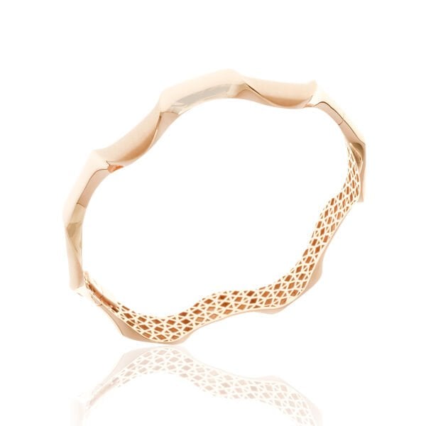 14 Ayar Altın Dalgalı Kelepçe