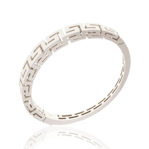 14 Ayar Beyaz Altın Desenli Kelepçe