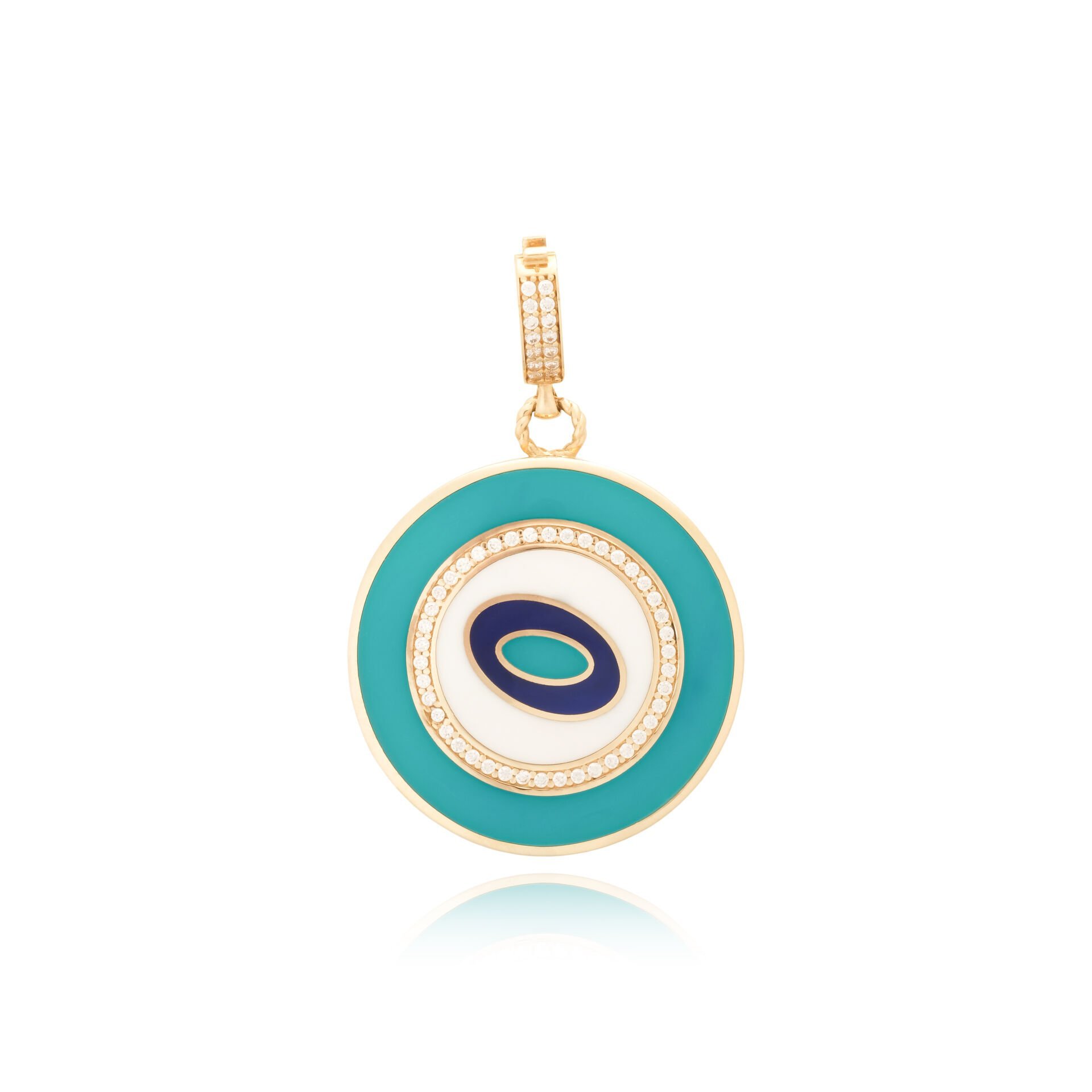 14 Ayar Altın Nazar Mineli Taşlı Kolye Ucu