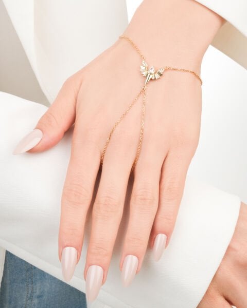 Ema 14 Ayar Altın Taşlı Melek Kanadı Şahmeran