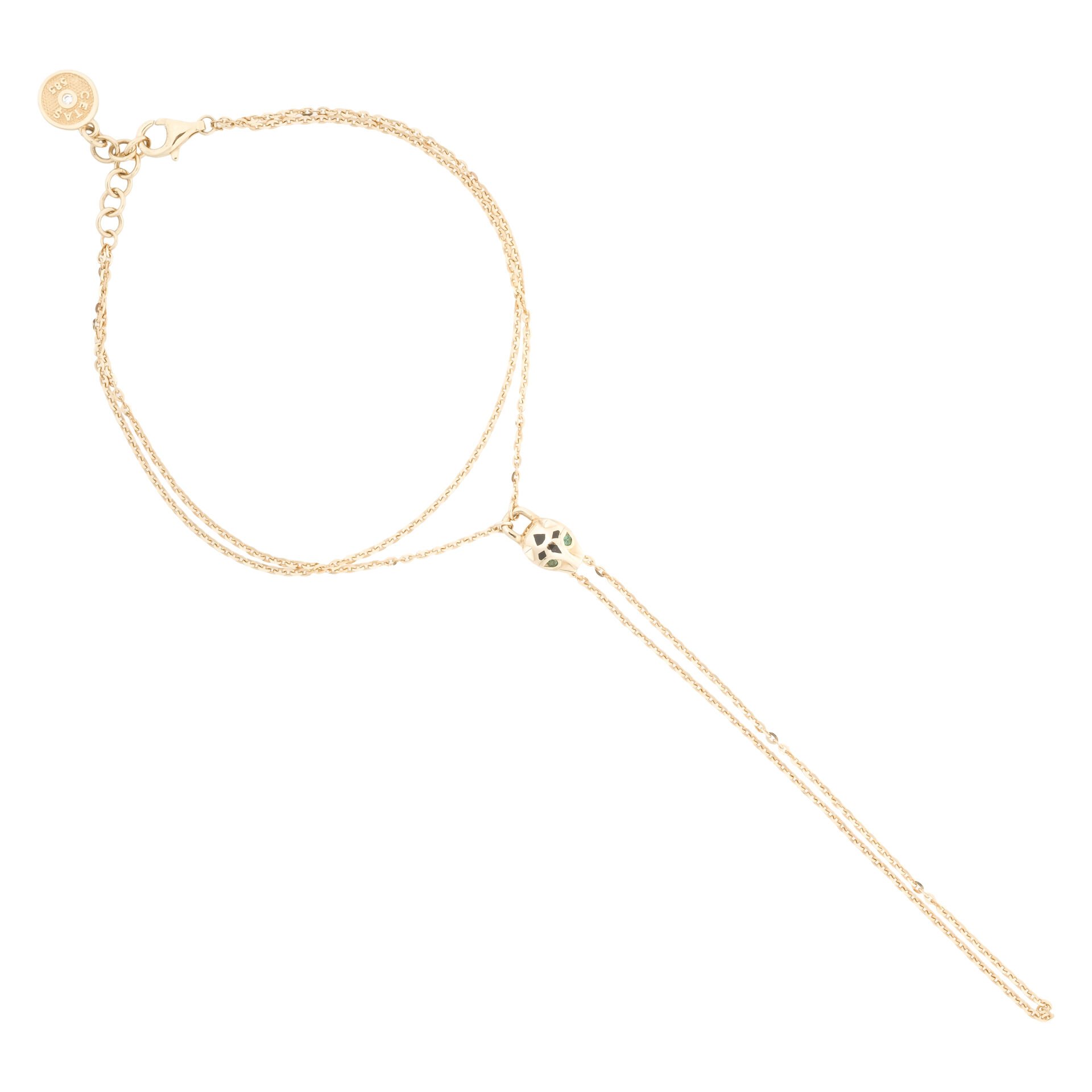 Cetaş 14 Ayar Altın Zümrüt Taşlı Leopar Şahmeran