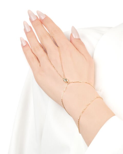 14 Ayar Altın Cetaş Bir Dilek Tut Zümrüt Taşlı Leopar Şahmeran