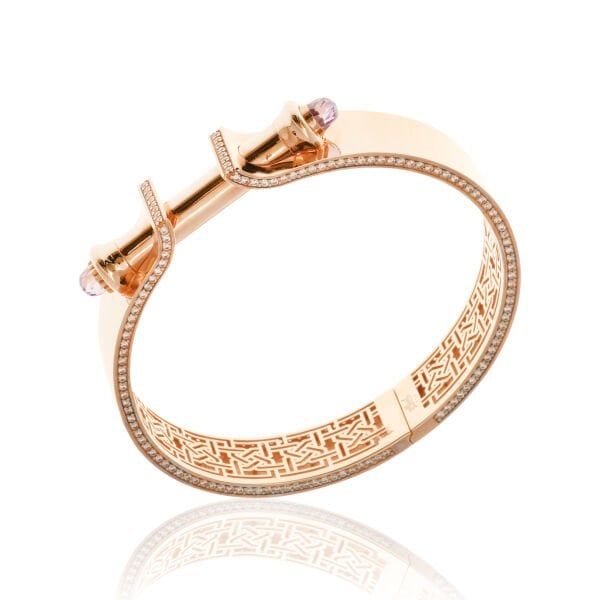 14 Ayar Altın Özel Tasarım Ametist Kelepçe