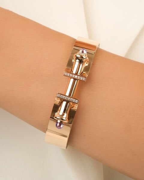 14 Ayar Altın Özel Tasarım Ametist Kelepçe