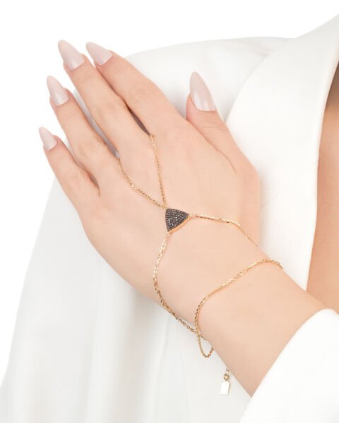 14 Ayar Altın Oniks Taşlı Üçgen Şahmeran