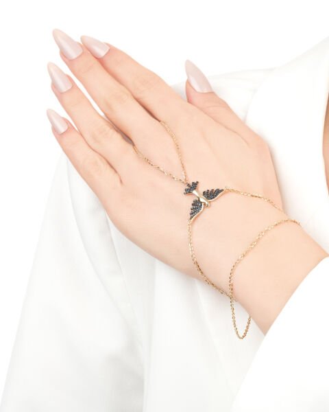 Ema 14 Ayar Altın Oniks Taşlı Anka Kuşu Şahmeran