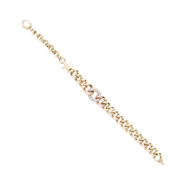 14 Ayar Altın 3 Renk Yıldız Figürlü ve Taşlı Altın Bileklik