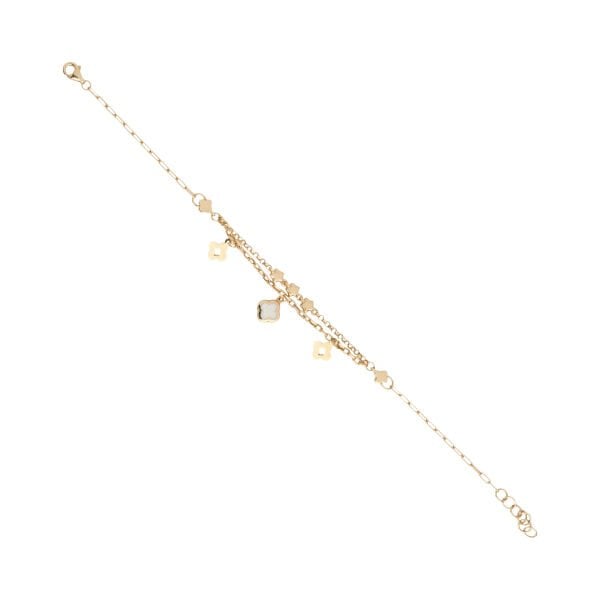 14 Ayar Altın Sedef Mineli Yonca ve Yıldız Figürlü Bileklik