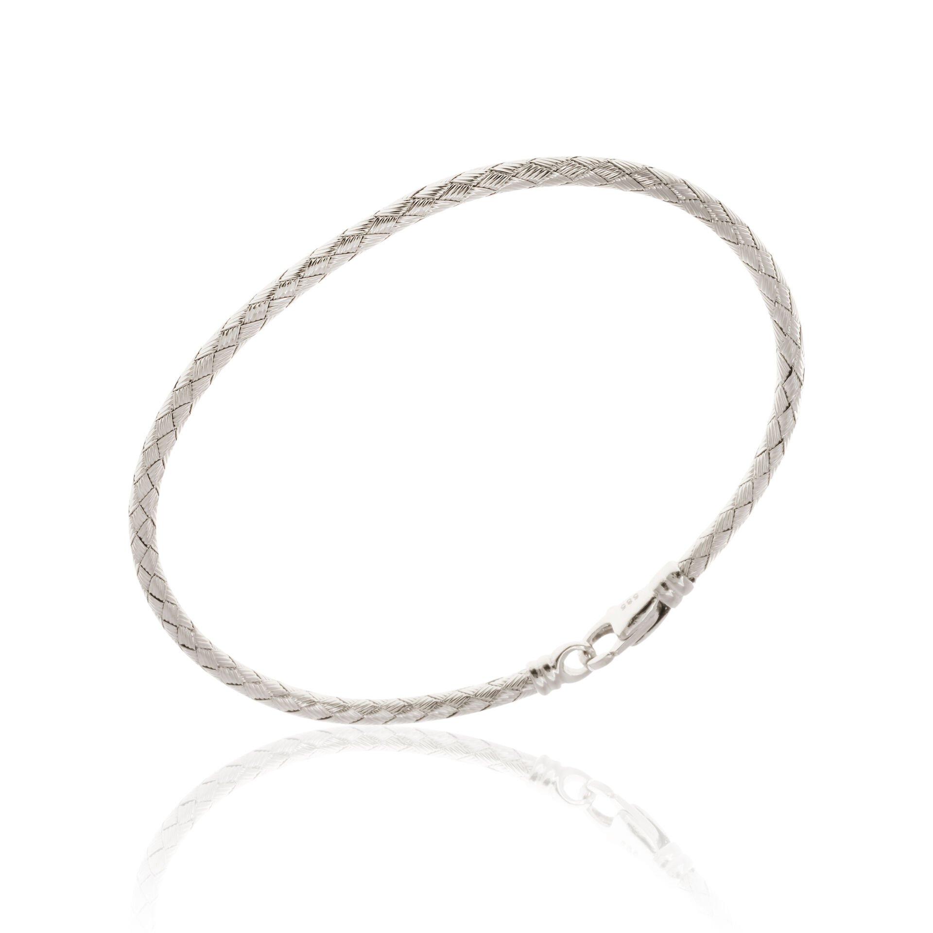 14 Ayar Beyaz Altın Örgü Model Bilezik