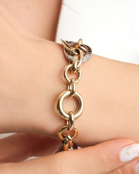 14 Ayar Altın Hallow Bileklik Beyaz Altın Detaylı