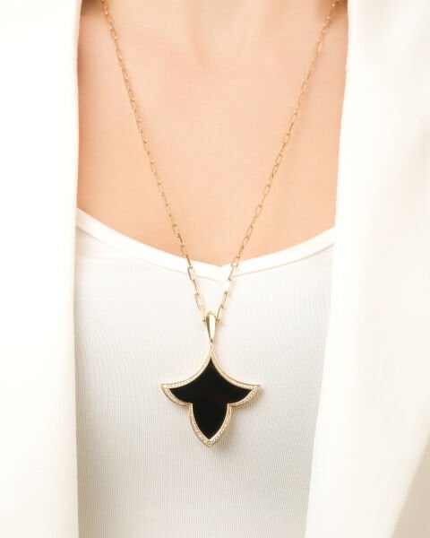 14 Ayar Altın Roberto Bravo Marrakech Oniks & Pırlanta Taşlı Kolye