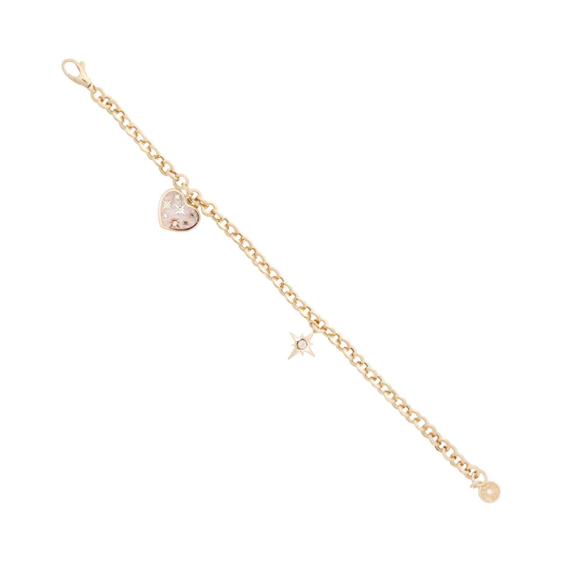 Cetaş Eterna 14 Ayar Altın Çift Taraflı Pembe Sedef Kalp Bileklik