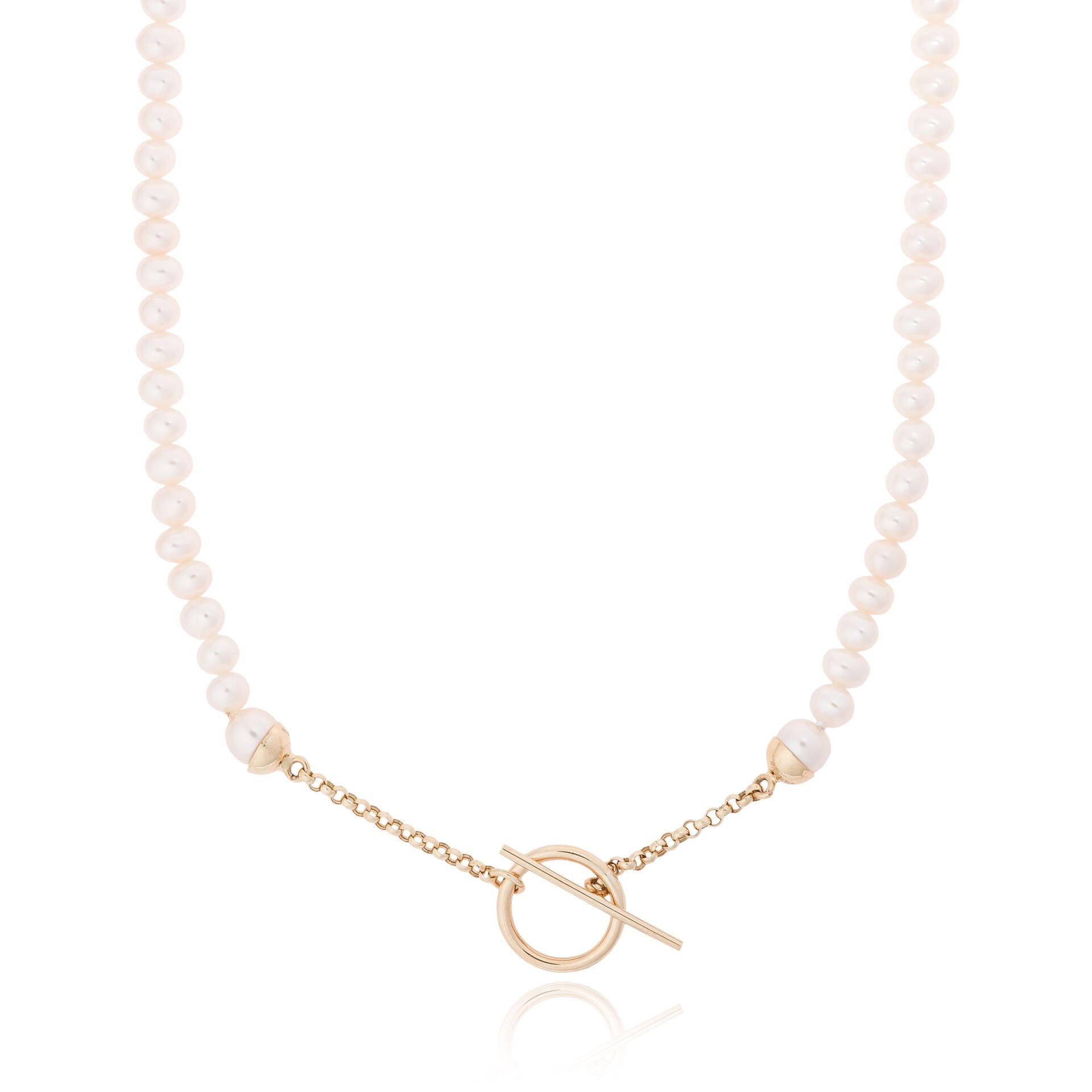 14 Ayar Altın İnci Faylisse Klips Kolye