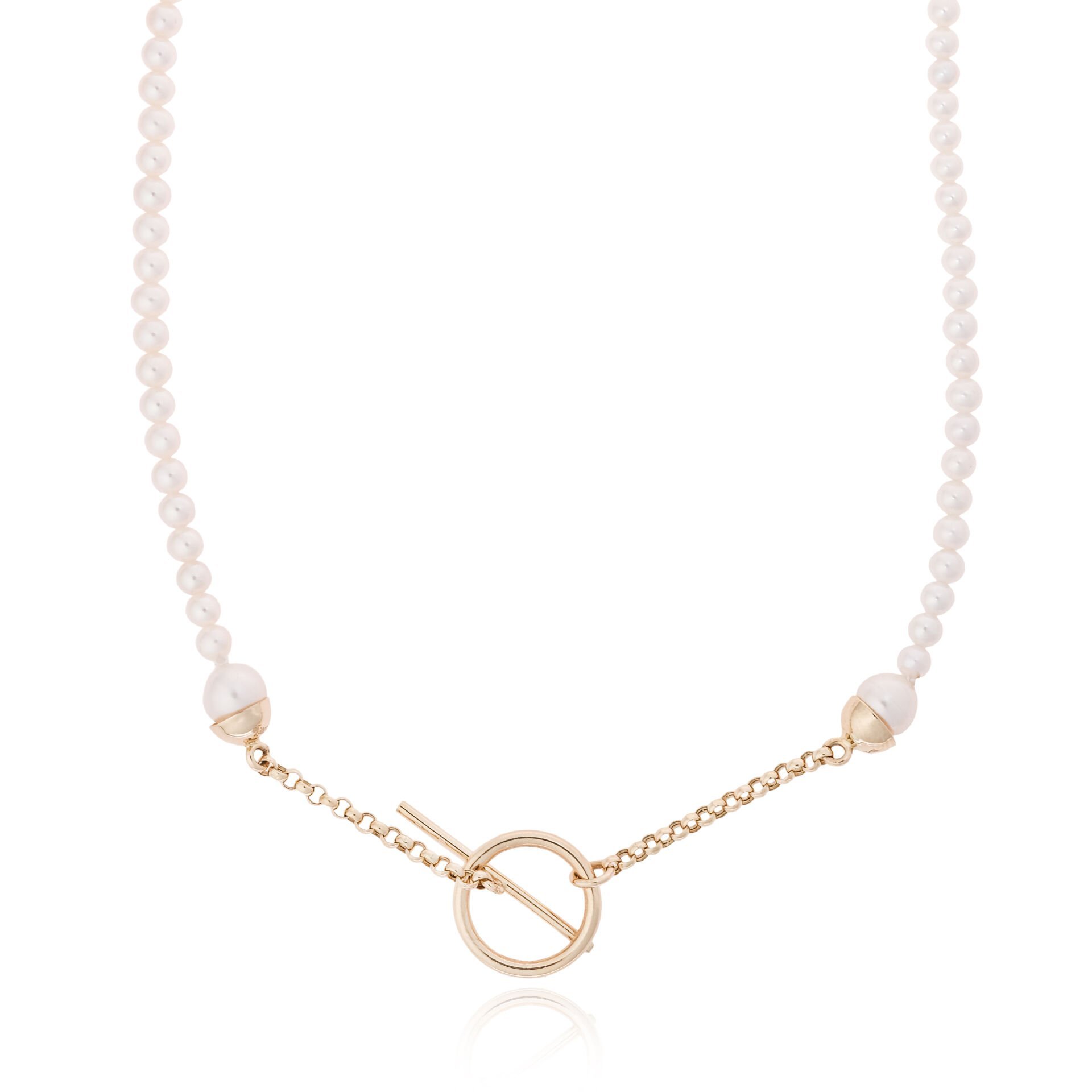 14 Ayar Altın İnci Faylisse Klips Kolye