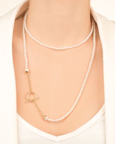 14 Ayar Altın İnci Faylisse Klips Kolye