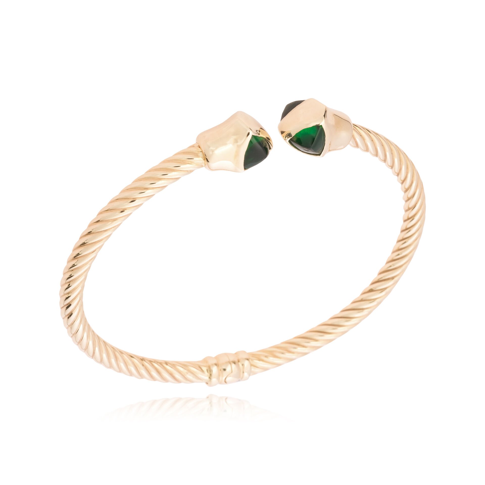 Cetaş 14 Ayar Altın Twist  Zümrüt Kelepçe