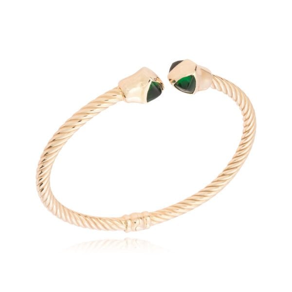 Cetaş 14 Ayar Altın Twist  Zümrüt Kelepçe