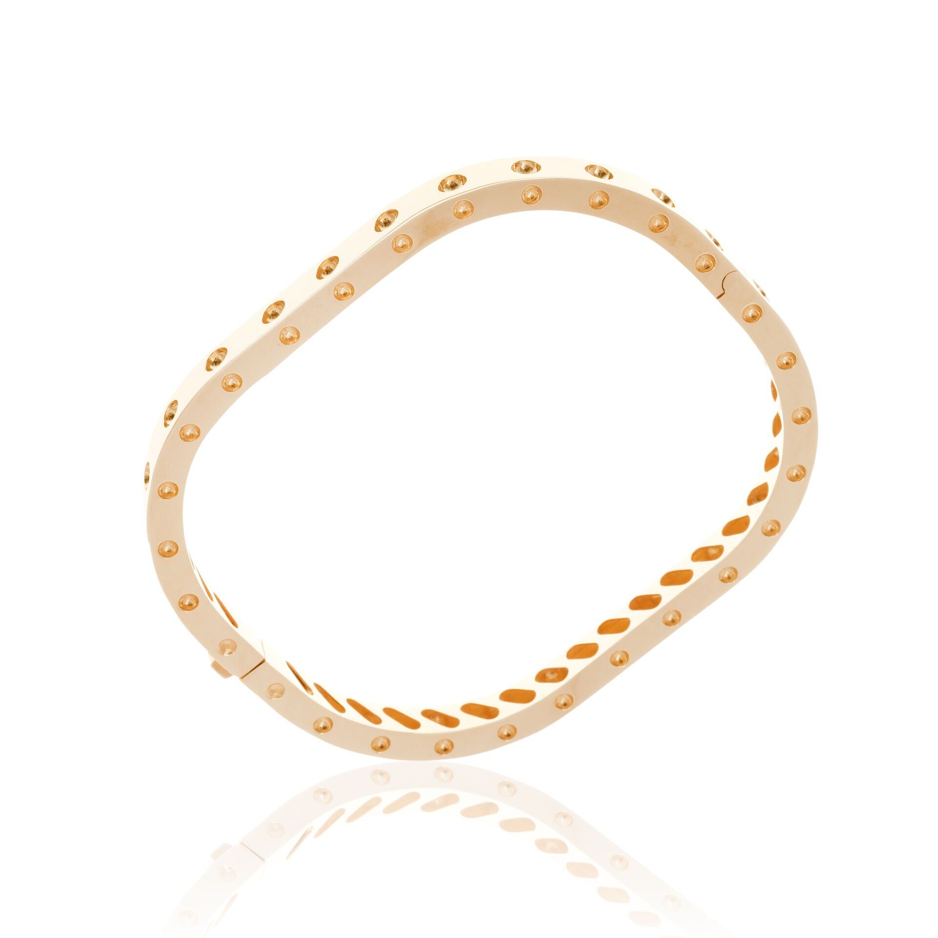 14 Ayar Rose Altın Kabartma Desenli Kare Form Kelepçe