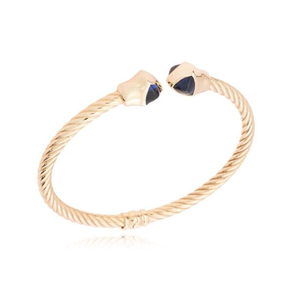 Cetaş 14 Ayar Altın Twist  Mavi Safir Kelepçe