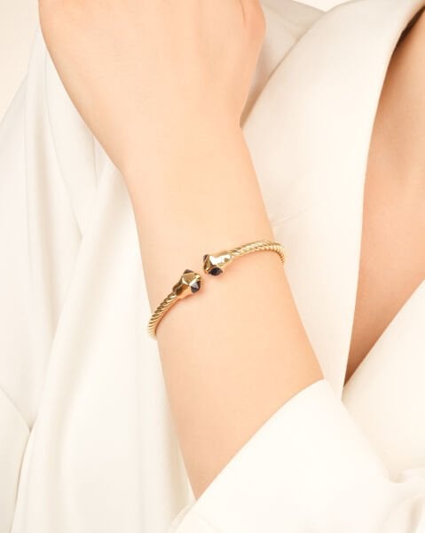 Cetaş 14 Ayar Altın Twist  Mavi Safir Kelepçe