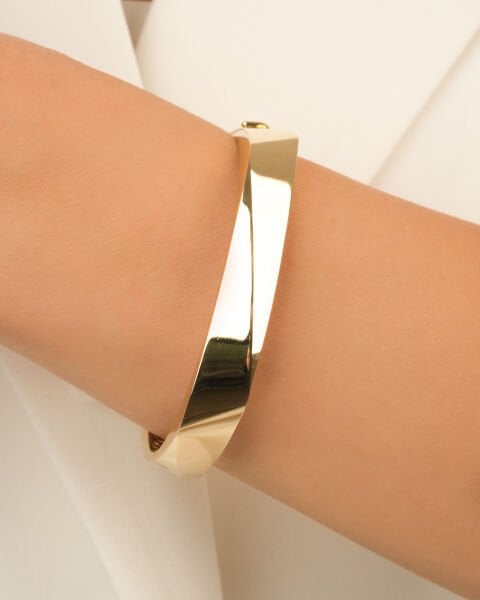 14 Ayar Altın Modern Kıvrımlı Form Bilezik