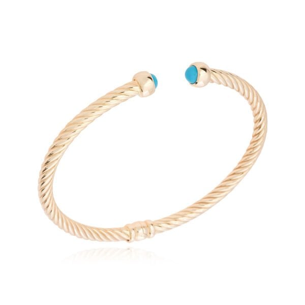 Cetaş 14 Ayar Altın Twist  Firuze Kelepçe