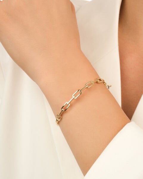 14 Ayar Altın Dikdörtgen Kelepçe