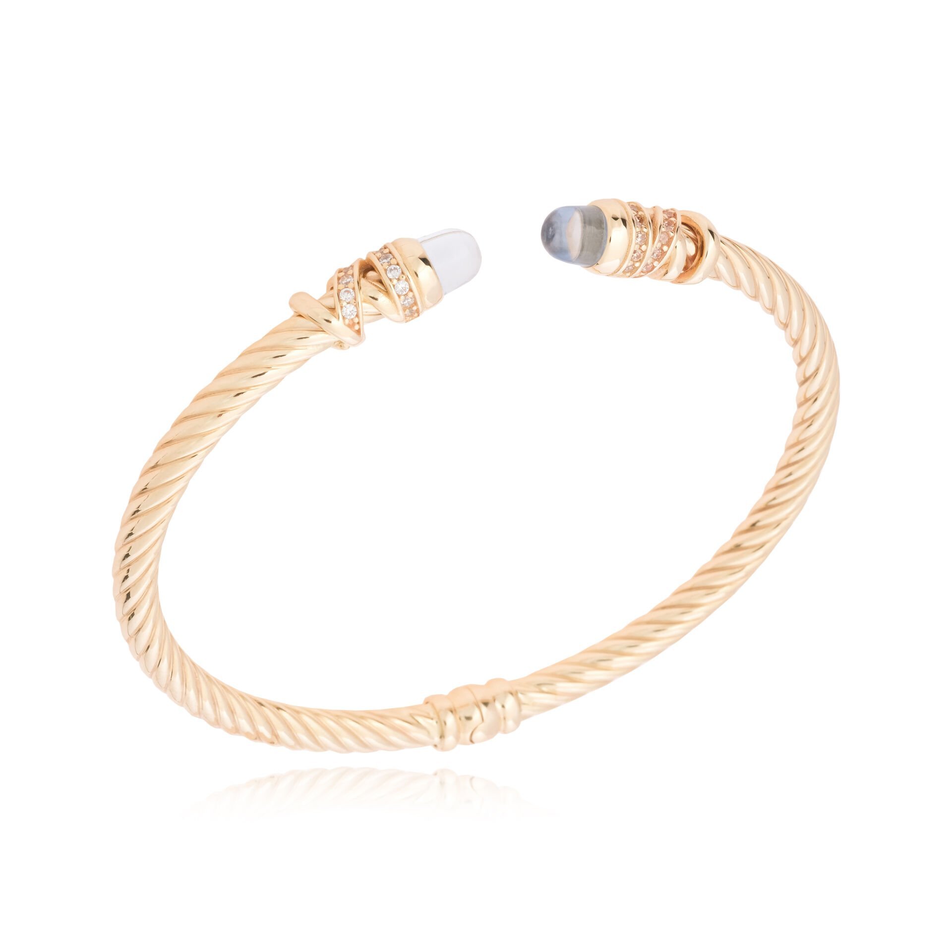 Cetaş 14 Ayar Altın Twist Aquamarin Kelepçe