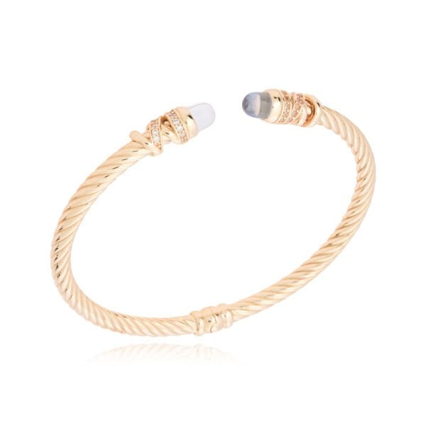 Cetaş 14 Ayar Altın Twist Aquamarin Kelepçe