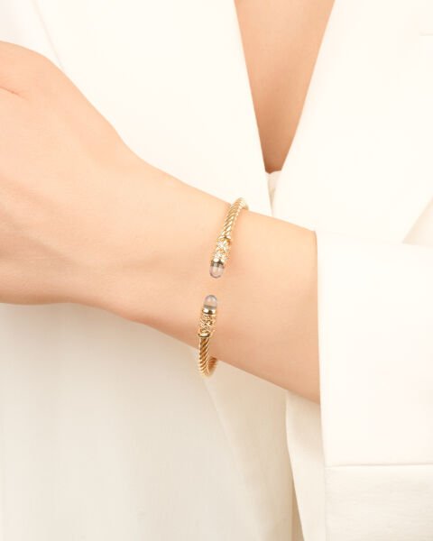 Cetaş 14 Ayar Altın Twist Aquamarin Kelepçe