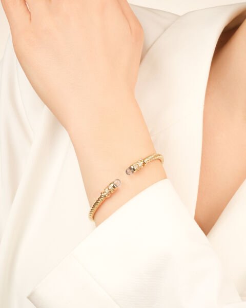 Cetaş 14 Ayar Altın Twist Aquamarin Kelepçe