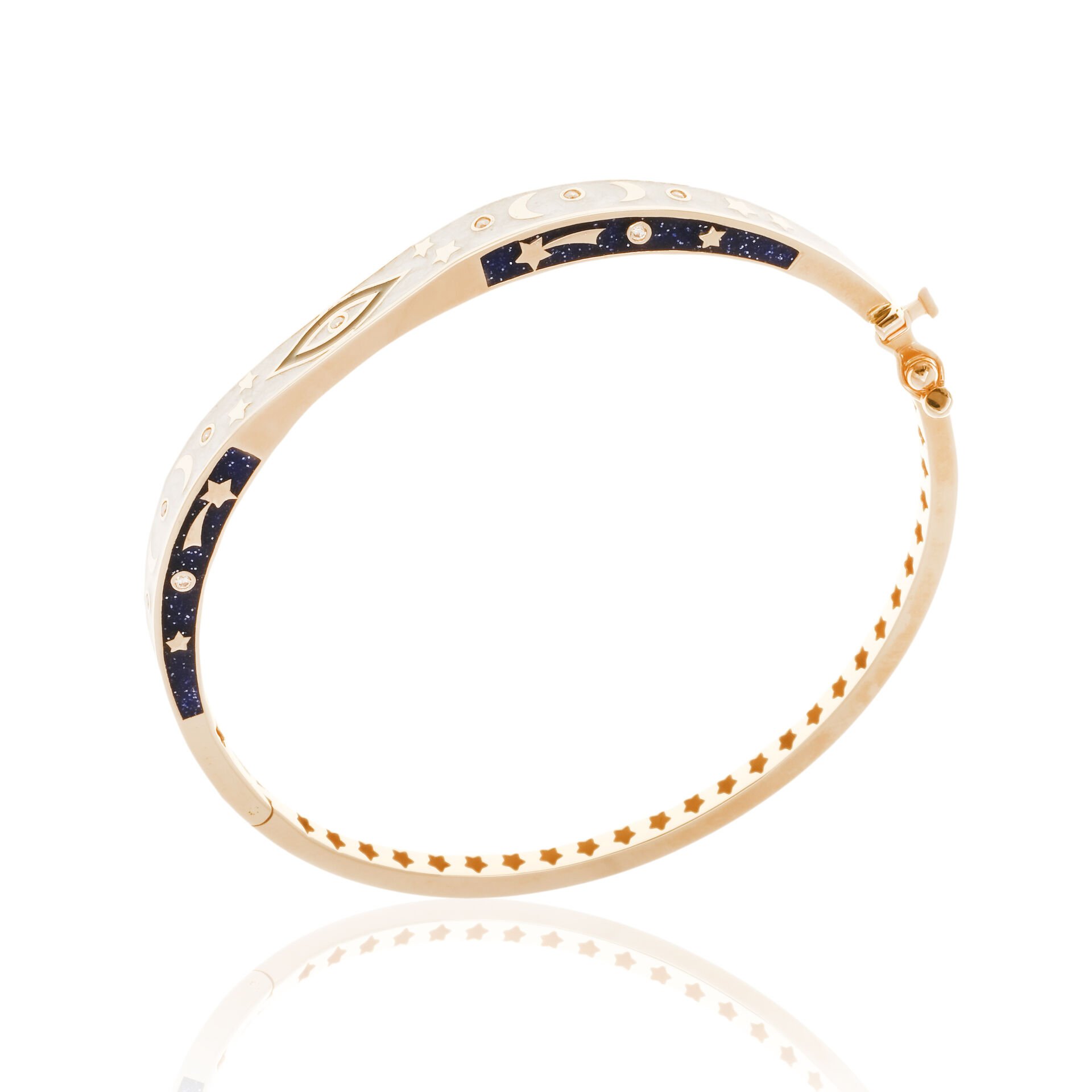 Mineli Gece & Gündüz Temalı  14 Ayar Altın Kelepçe