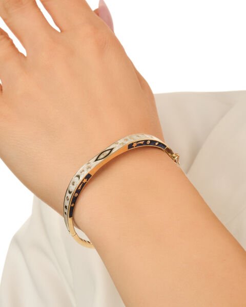 Mineli Gece & Gündüz Temalı  14 Ayar Altın Kelepçe