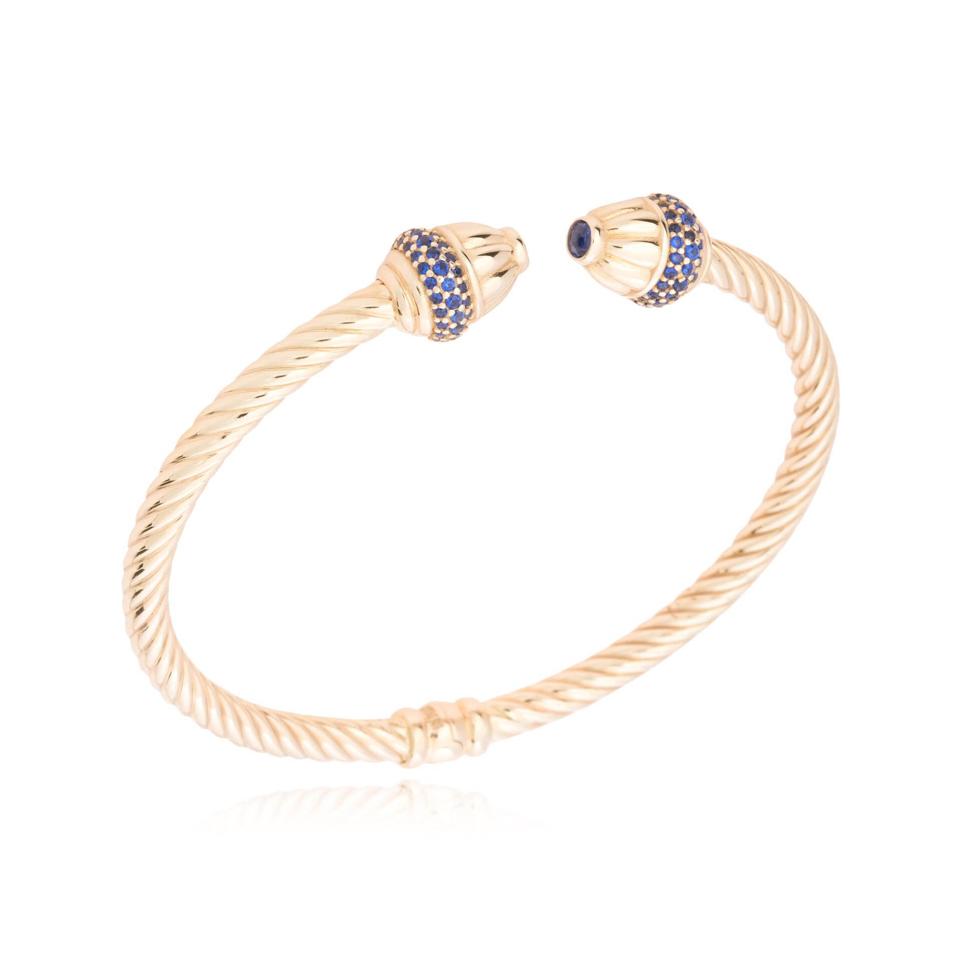 Cetaş 14 Ayar Altın Twist  Mavi Safir Kelepçe