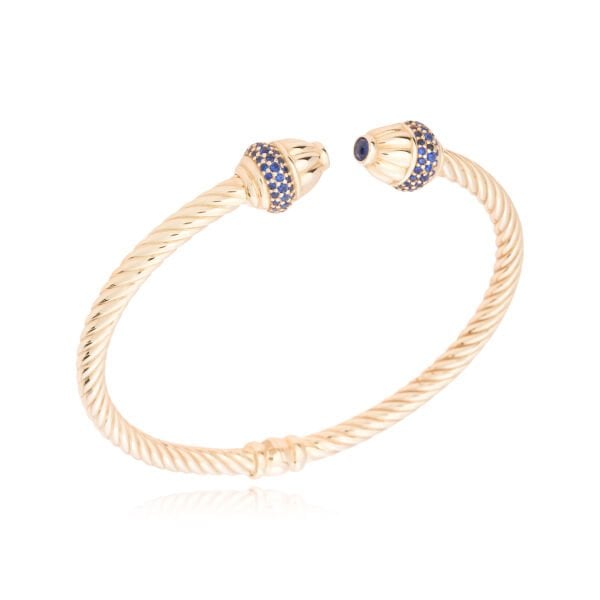 Cetaş 14 Ayar Altın Twist  Mavi Safir Kelepçe