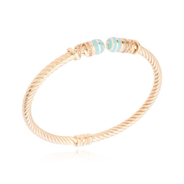 Cetaş 14 Ayar Altın Twist  Mavi Mineli Citrin Kelepçe