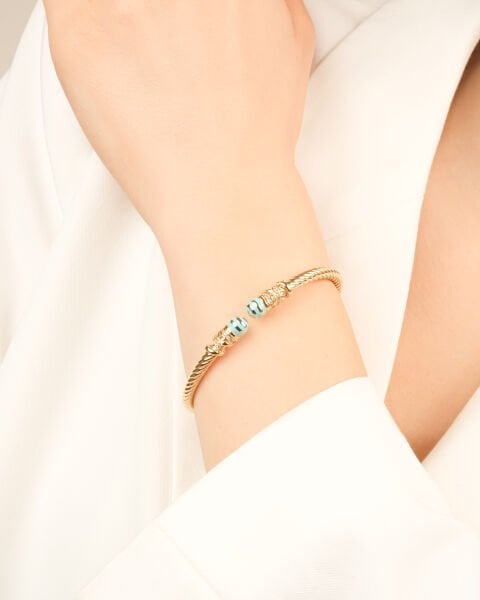 Cetaş 14 Ayar Altın Twist  Mavi Mineli Citrin Kelepçe