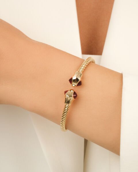 Cetaş Twist Taşlı 14 Ayar Altın Kelepçe