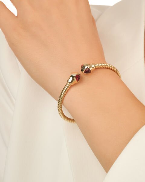 Cetaş Twist Taşlı 14 Ayar Altın Kelepçe