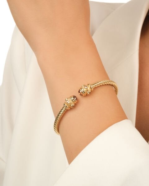 Cetaş Twist Koleksiyonu 14 Ayar Citrine Taşlı Altın Kelepçe