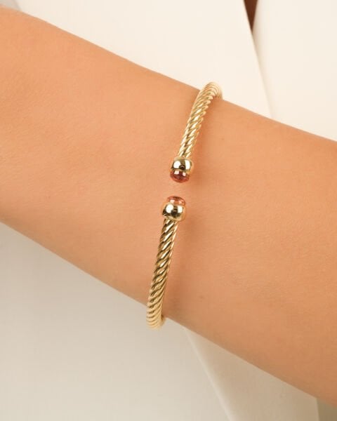 Cetaş Twist 14 Ayar Altın Citrine Kelepçe